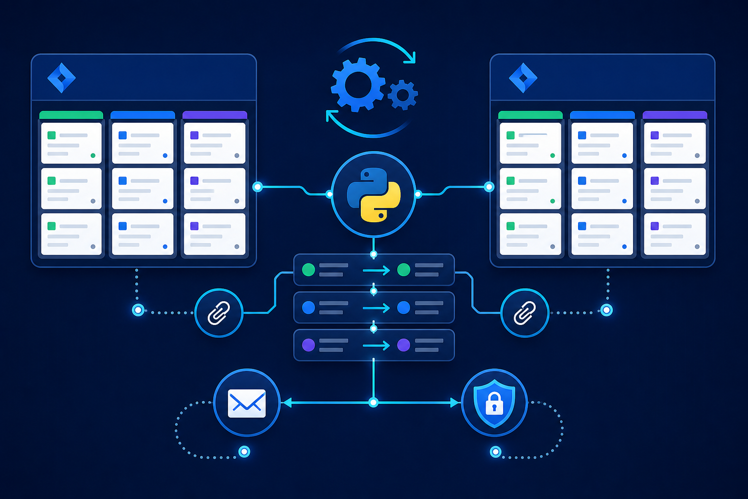 Схема автоматизированного переноса задач между Jira через Python